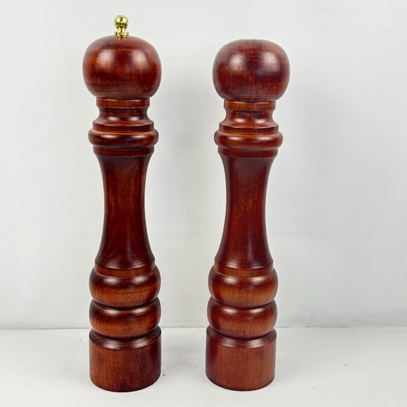SMC Salt Shaker & Pepper Mill Grinder set 11" Vintage Walnut Brown Wood New Box - Picture 1 of 11